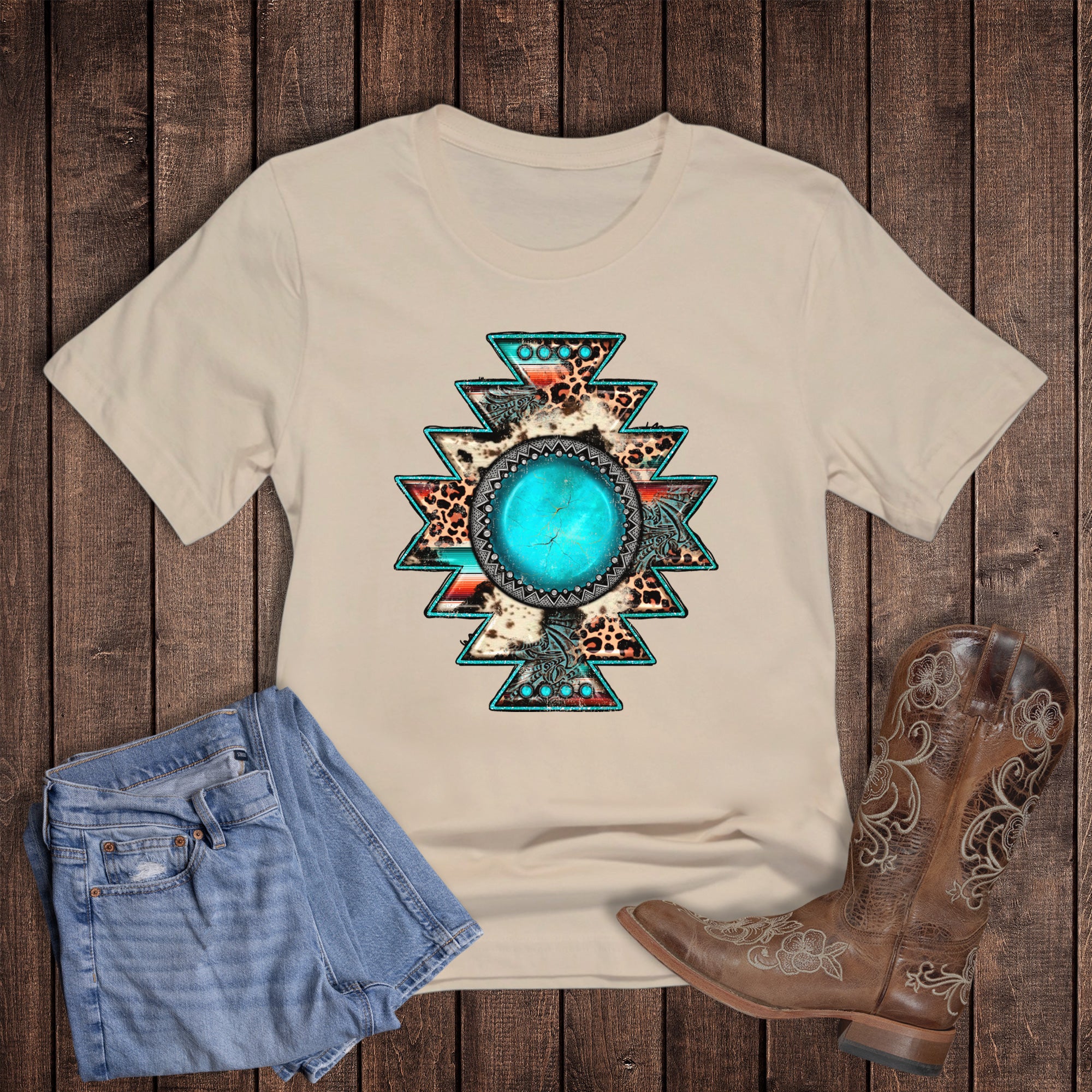 Western Turquoise Aztec Pendant