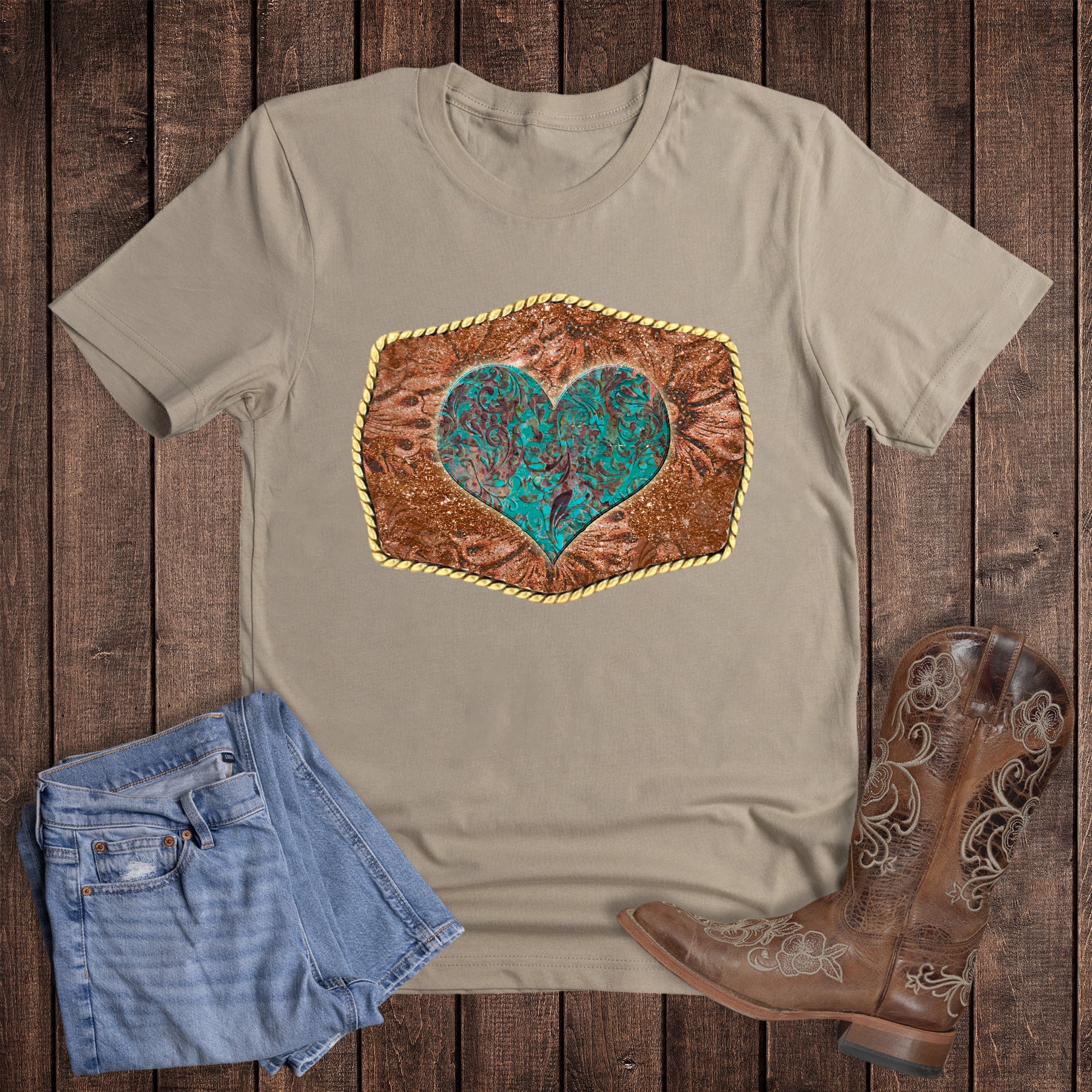 Western Turquoise Heart Buckle