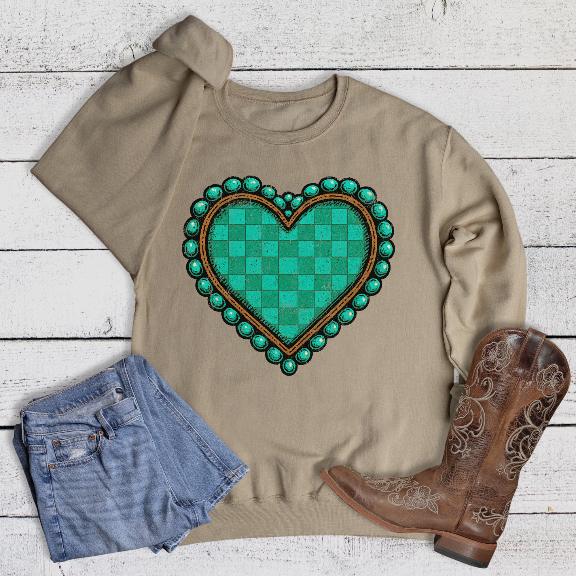 Western Turquoise Heart Sweatshirt