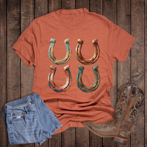 Western Turquoise Horse Shoes Graphic Tee