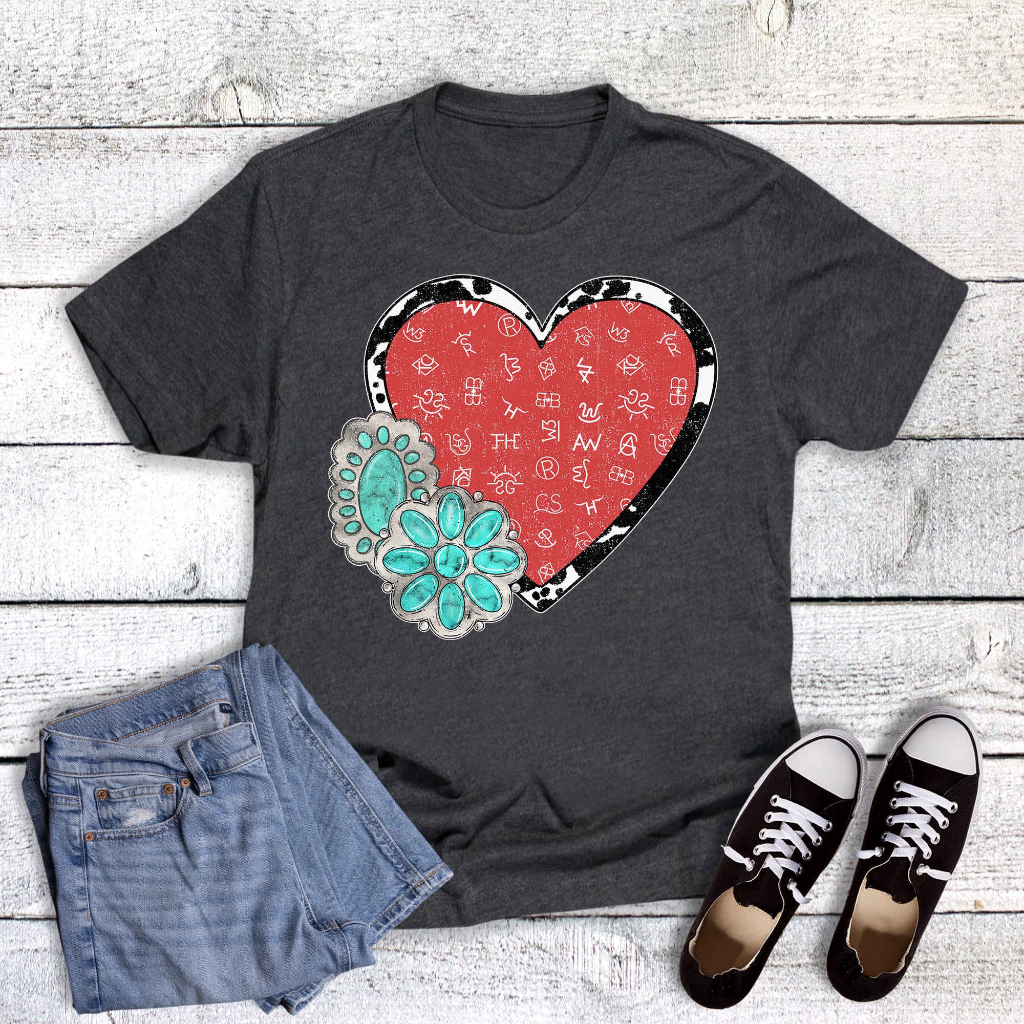 Western Valentine's Branded Turquoise Heart