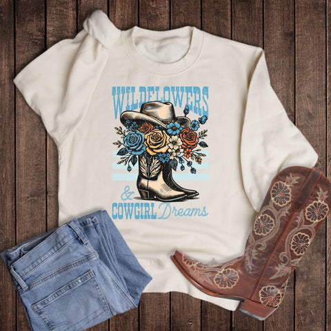 Western Wildflowers Cowgirl Dreams Graphic Sweatshirt