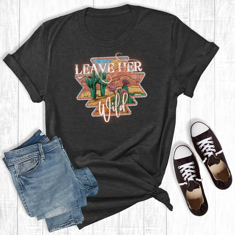 Western Leave Her Wild Graphic Tee Black
