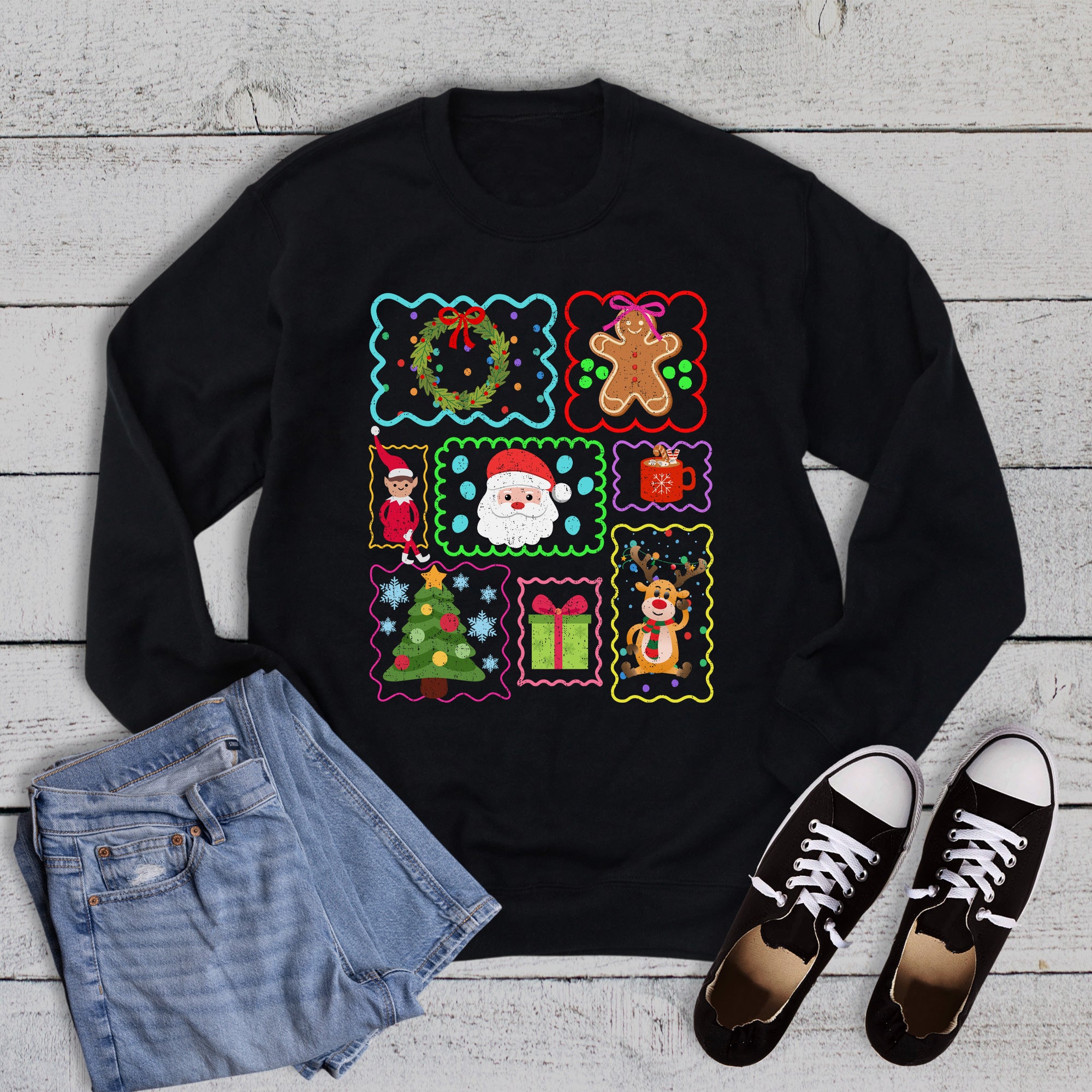 Whimsical Christmas Stamps Sweatshirt