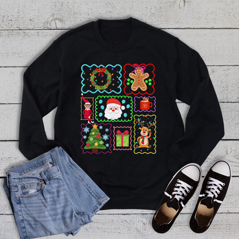 Whimsical Christmas Stamps Sweatshirt