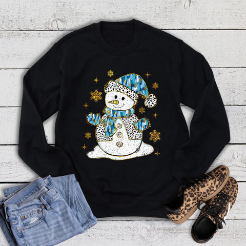 Winter Watercolor Snowman with Snowflakes Sweatshirt