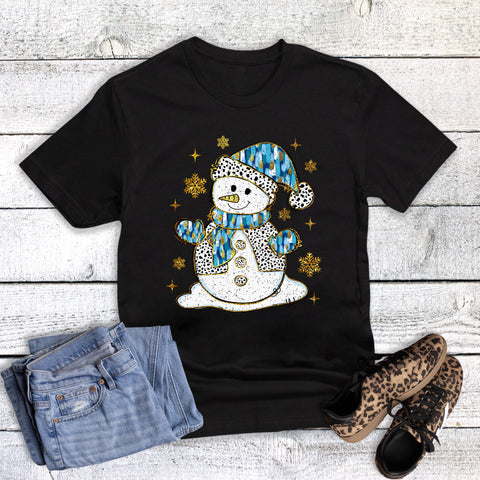Winter Watercolor Snowman with Snowflakes