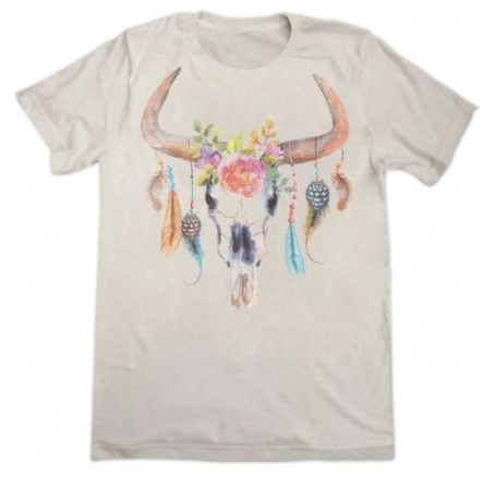Cowskull with Feathers Short Sleeve