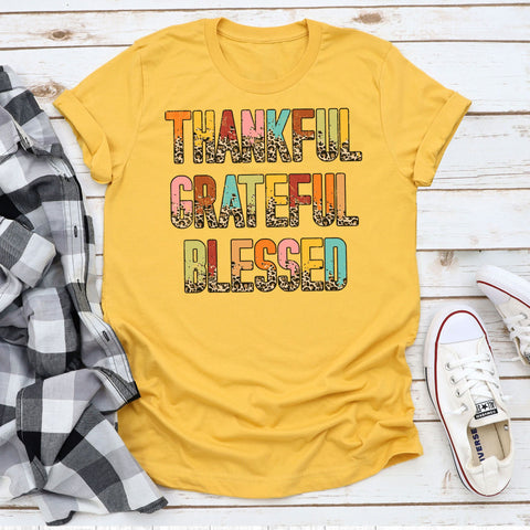 Thankful Grateful  Blessed Thanksgiving Mustard