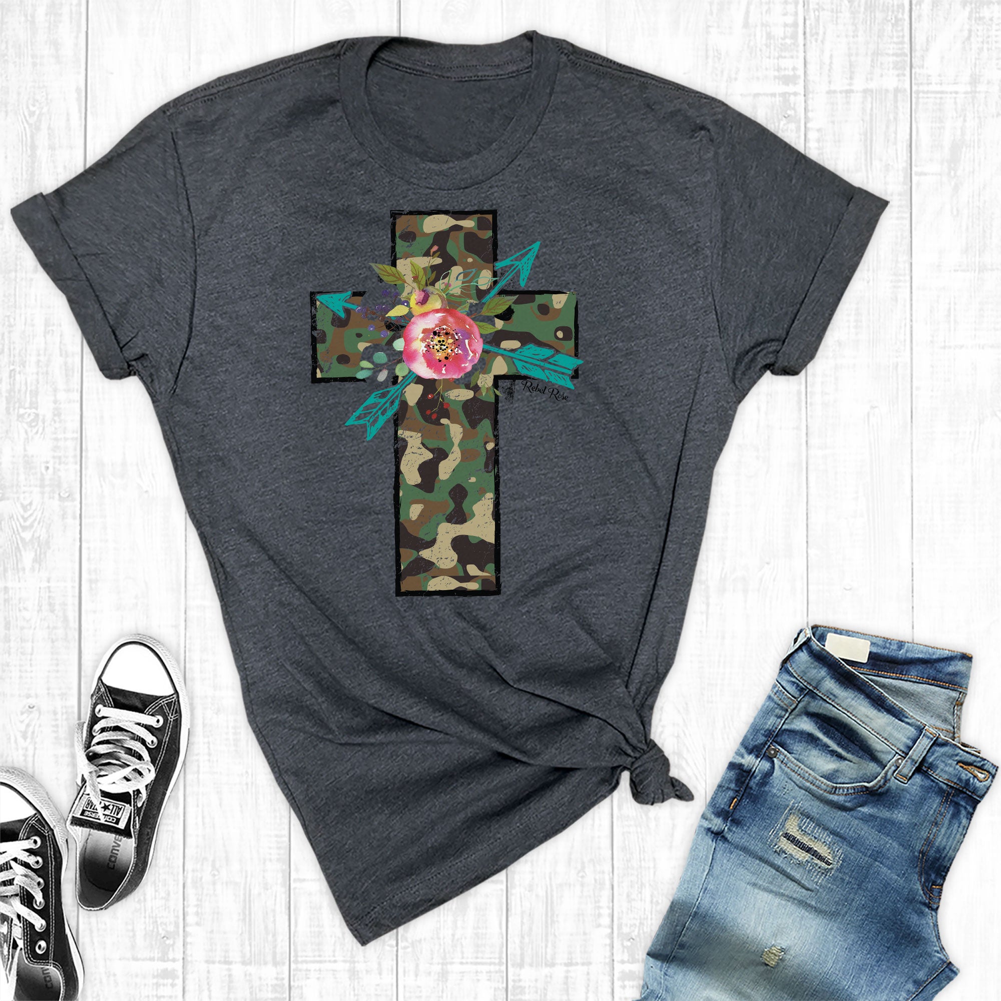 Camo Cross with Floral