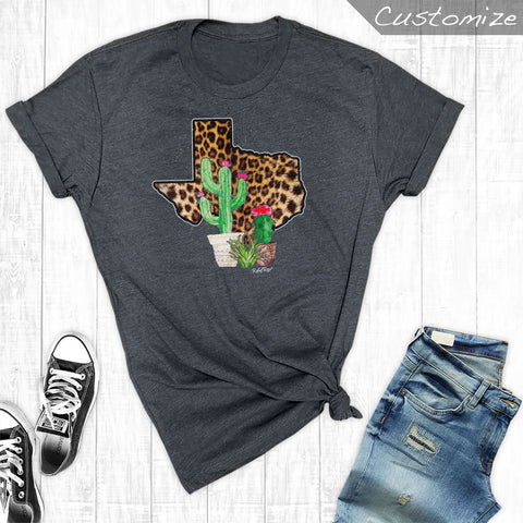 Leopard Texas with Cactus