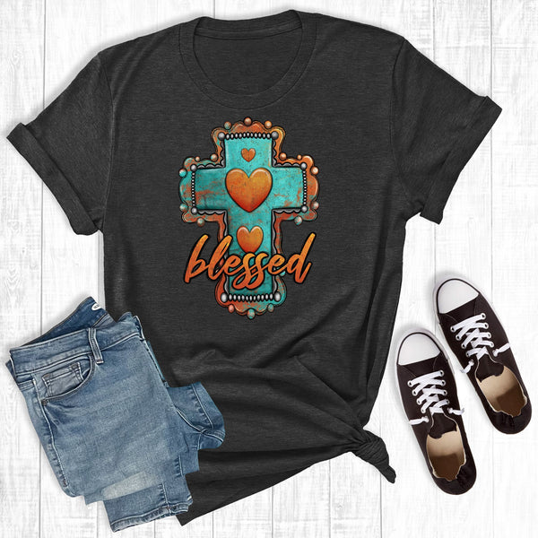 Turquoise Blessed Cross Black