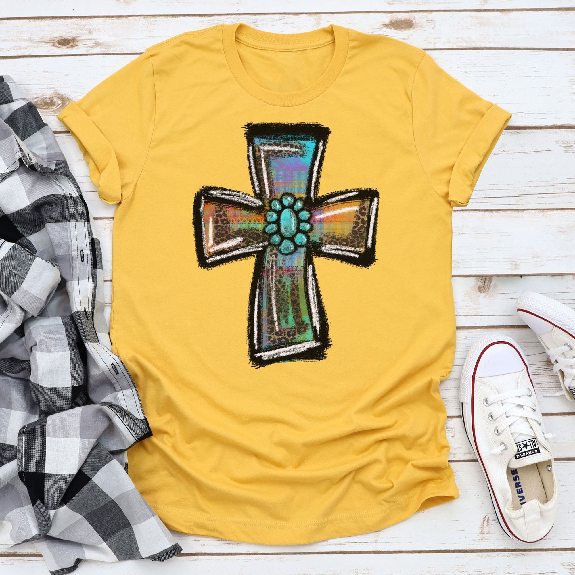 Watercolor Cross Mustard